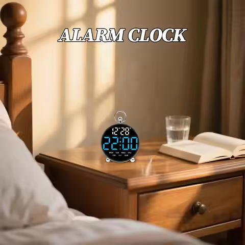 Multifunction Digital Wall Clock Date Week Timing Countdown 2 Alarm Large-screen Desktop LED Alarm C