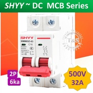 DC Breaker เบรกเกอร์ ยี่ห้อ SHYY สำหรับงานโซล่าเซลล์ พิกัดกระแส 6A/ 10A/ 16A / 20A/ 32A/ 63A สำหรับระบบโซลาร์เซลล์ และ ระบบไฟฟ้ากระแสตรง