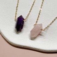 水晶原石柱 粉晶 紫水晶 項鏈