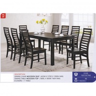 Fully Solid Wood 1+8 Dining Table Chair Set Pre Order 1 Week