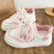 Dopamine Thick-Soled Cartoon White Shoes Female 2026 New ins Student Hundred Commuter Net Panel Shoe