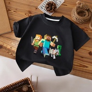 Miner Craftin Pixel T-Shirt Short Sleeve Streetwear Cartoon Pattern Boys And Girls Clothing Birthday