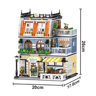 Compatible with LEGO City Street View Building Block Cafe Cửa hàng Garden Khách sạn Cửa hàng Nhà hàn