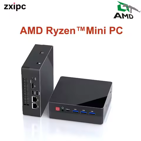 ZXIPC AMD Ryzen7 4800H 5800U Ryzen5 4300U 5500U 7430U Mini PC Computer Gaming Pocket Dual LAN NUC Of