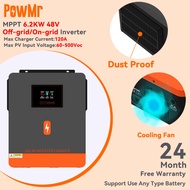 【Low Start Voltage】PowMr MPPT 6.2KW Pure Sine Wave Solar Hybrid Inverter Built-in 120A Solar Charge 