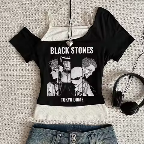 Y2k Nana Osaki Graphic T Shirts Casual Harajuku Streetwear Japanese Clothes Fashion Rock Punk Sleeve