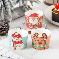 50pcs/Christmas Disposable Cake Cups/xmas Egg Tart Cup Bottom Holder/High Temperature Resistant Cart