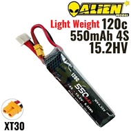 Alienmodel 4S 15.2HV 550mAh 120C Lipo Battery with XT30 Plug AL550/120-4S