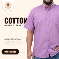 Men's Premium Plain Short Sleeve Shirt 100% Cotton | Slim Fit Button Down Casual Shirt with Pocket |