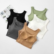 New Woman Bra Top One-Piece Vest with Chest Pad Square Neck Sling Short Top
