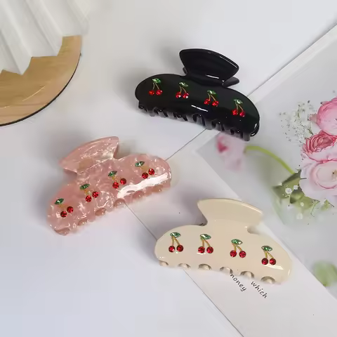 머리핀 Milk White Series Water Edge Cherry Blossom Hair Clip Pastoral Style Acidic Luxury Heavy Headwea