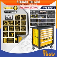 Mytools VOREL YT 58540 Vorel 6 Drawer Tool Cart ( with 177 PCS Tools)