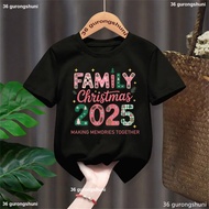 Kawaii Kids Clothes Family Christmas 2025 Making Memories Together Letter Printed T Shirt Girls Xmas