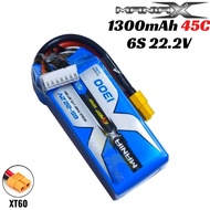ManiaXPower 22.2v 1300mAh 45c 6S Lipo Battery with XT60 Plug Compatible For 450 Heli/HK/Rave/E4 MN13