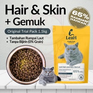 LeaH 34 Hair and Skin Gemuk 1.1kg Grain Free Premium Dry Cat Food Picky Cats High Protein Makanan Ku