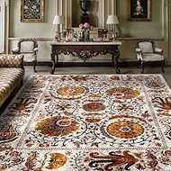 8x10 Area Rugs for Living Rooms,Low Pile Non-Shedding Living Room Rug, Washable Rugs for Bedroom Off