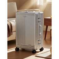 All Aluminum Magnesium Alloy Luggage Front Open Lid Trolley Case 67cm Boarding Case Metal Suitcase L