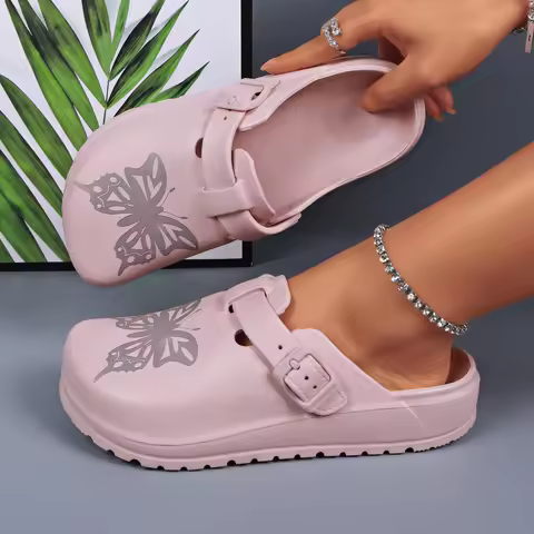 Women House slippers EVA On Cloud Waterproof Mule Clogs Non-Slip Slides Adjustable Buckles Nurse Sho