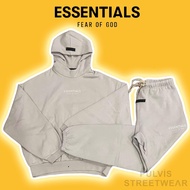 Fear of God ESSENTIALS Hoodie Set SS23 Small Logo Silve Cloud Crewneck, PLV Men's Fleece Set
