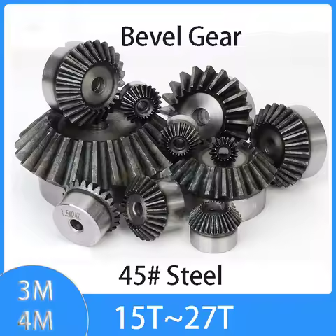 1PCS Bevel Gear 3M 4M 1:1 15T 16T 17T 18T 19T 20T~27T Gear 90 Degrees Meshing Angle Steel Gears 45# 