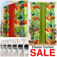 Green & Orange Leaves Pleater Tape Curtain 6ft & 7ft available