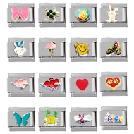 304 Stainless Steel DIY Charm Bracelet Love Module Italy Charms Stainless Steel Elastic Bracelet