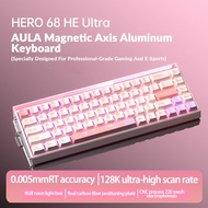 AULA HERO 68 HE Pro/ultra RT แป้นพิมพ์อลูมิเนียม0.005Mm RGB นีออน RT Lampu Kotak Hot-Swappable คีย์บ