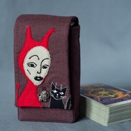 Devil and his Cat Cotton Tarot Cards Case Oracle Deck Pouch Tarot Deck Holder