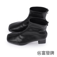 Fufa Shoes [Fufa Brand] Plain Surface Car Line Low-Heeled Square Toe Short Boots Brand Women's Zipper Thick-Heeled Boot