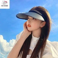 Polyester wide-brimmed half-head cap with UV sun protection, unique style for women (HATSTORE)