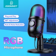 DoomHot ไมค์ Mini Usb Microphone ไมค์อัดเสียง ไมค์คอมพิวเตอร์ ไมค์ตั้งโต๊ะ ไมโครโฟนคอม ไมค์เล่นเกม พพร้อมปุ่มปิดเสียง Professional Condenser Microphone RGB ไมโครโฟนอัดเสียง ร้องเพลง พากษ์เสียงPlug and Play