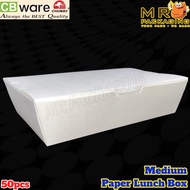 Medium Paper Lunch Box - White ( 50pcs± ) CB ware - Disposable Paper Food Box Kertas Kotak Nasi PLB 