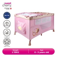 Sweet Cherry Portable Lightweight Travel Cot with Diaper Changing Table, Pocket and Mosquitoes Net P