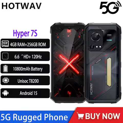 HOTWAV Hyper 7S 5G Rugged Phone 6.6“ HD+ 120Hz 4GB RAM+256GB ROM Unisoc T8200 IP68/IP69K 10800mAh 20