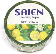 Japanese Washi Masking Tape, Made in Japan, 0.6 inches (15 mm) x 32.8 ft (10 m), Yuzu SAIENTR-0176