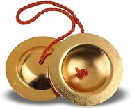 TORPPEZA Pure Iron Brass Plated Manjira Pair Handmade Instrument for for Bhajan (10.5 CM)