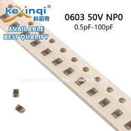 (50pcs) 0603 SMD 50V NP0 Capacitor 0.5pF 1pF 1.5pF 2.2pF  2.7pF 3.3pF 3.9pF 4.7pF 5.1pF 6.8pF 9.1pF 