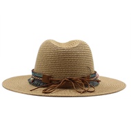 Straw Beach Fedora Hats Fashion Broadside Panama Cap Women Men Outdoor Jazz Sun Hats Summer Breathable Elegant Ladies Party Hats