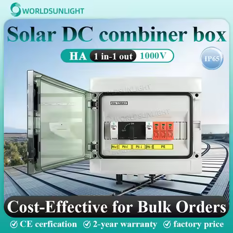 worldsunlight PV solar combiner box 1 in 1 out 1000v 15/16/20/25/32a ip65 waterproof dustproof