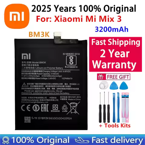 2025 Years Xiao Mi 100% Original Battery BM3K For Xiaomi Mix3 Mix 3 Mi Mix 3 Mix3 3200mAh Phone Batt