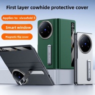New For VIVO X Fold5 Phone Case X Fold5/Fold3/Fold3pro Genuine Leather Pinhole Pattern Stand Anti-dr
