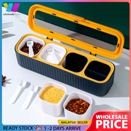 | 4 In 1 Condiment Jar Set Separable Seasoning Box Dustproof Spices Sugar Salt Pepper Herbs Storage 