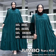 Nara dress rayon twill ld 130,140,150 XXXL,XXXXL,XXXXXL gamis polos jumbo oversize //dress muslim bi
