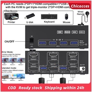 ChicAcces 8k Resolution Kvm Switch Extended Display Kvm Switch High Performance 2-in-3-out Kvm Switcher with Usb3.0 for Computer 8k30hz 4k144hz Edid Simulator Us Plug Trusted