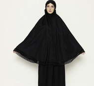 Bergo Umroh Haji Bahan Katun Premium Hijab Jumbo Bersaku Renda Mewah Anti Copet