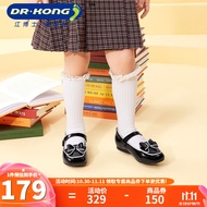 江博士（DR·KONG）春秋软底礼仪鞋魔术贴英伦风公主鞋演出女童小黑皮鞋 黑色 30码  适合脚长约19.0-19.5cm