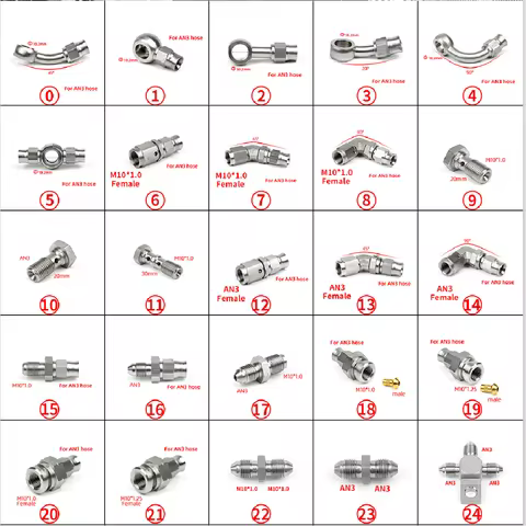 1PC AN3 AN4 Car Modified Motorcycle Motor Bike Hydraulic Brake Oil Hose Line Banjo Fitting Stainless