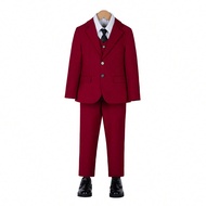 Boys Suits 4-Pieces Suit Set Toddler Tuxedos Dresswear Ring Bearer Outfit Wedding Blazer Vest Pants 