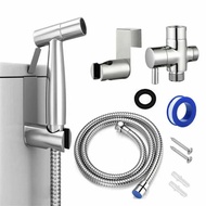 【SG sellers】Stainless Steel Bidet Spray Set - Bathroom Shower Toilet Water Sprayer Gun Head Hose Kit Hanging Holder