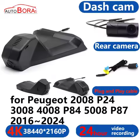 AutoBora 4K Wifi 3840*2160 Car Camera Dash Cam Camera 24H Video Monitor for Peugeot 2008 P24 3008 40